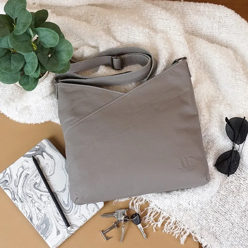 Damentasche Umhängetasche Handtasche Leder grau LE0065