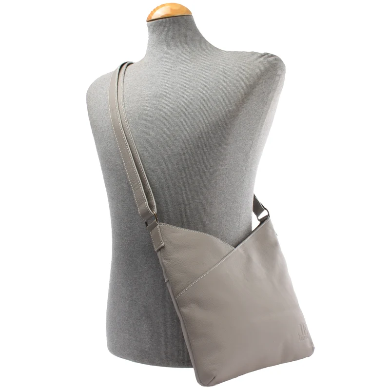 Damentasche Umhängetasche Handtasche Leder grau LE0065