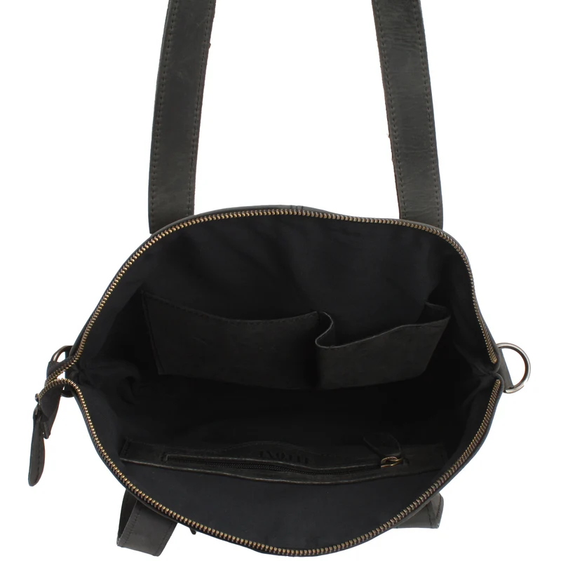 Shopper Schultertasche Damen Handtasche Ledertasche Henkeltasche Leder grau LE0060