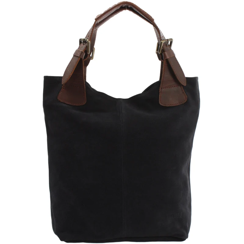 Henkeltasche Damentasche Wildleder Leder anthrazit LE0033