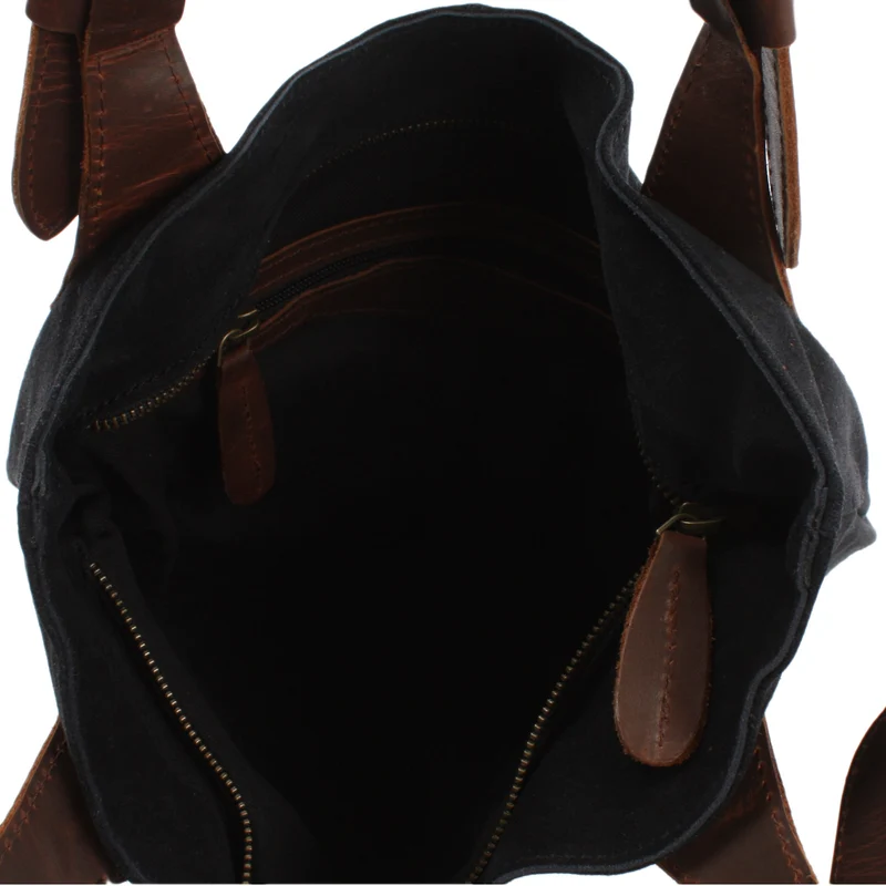 Henkeltasche Damentasche Wildleder Leder anthrazit LE0033