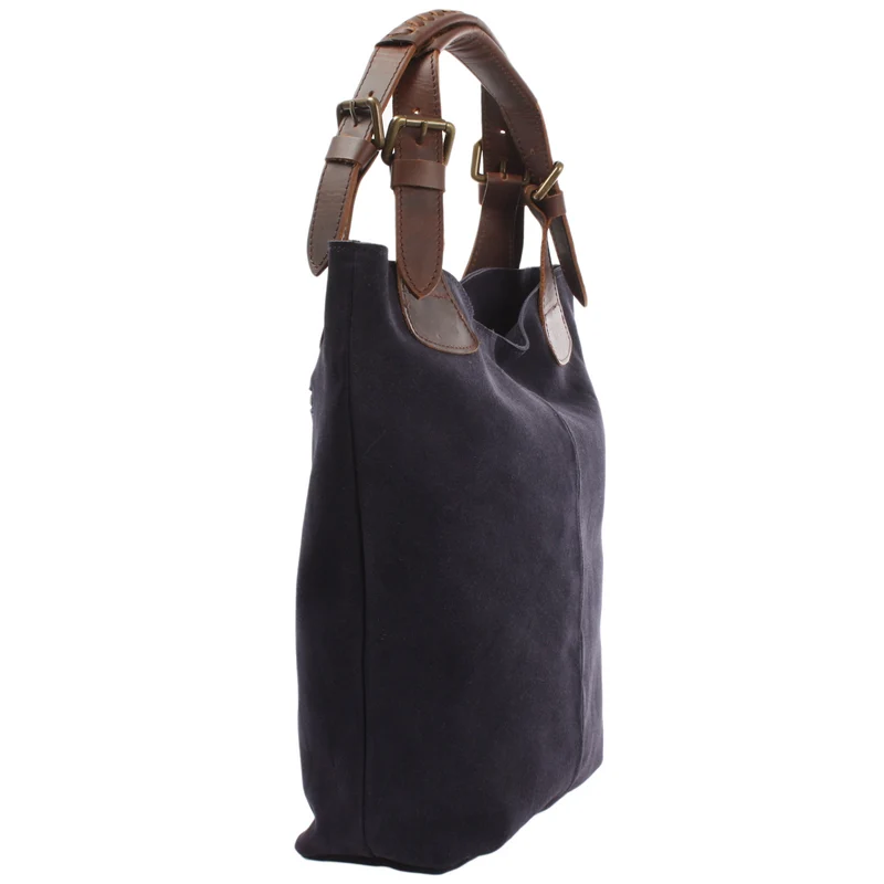 Henkeltasche Damentasche Veloursleder Leder navy LE0033
