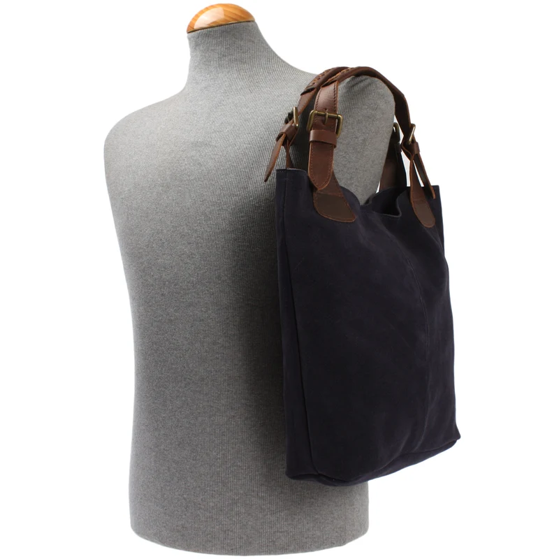 Henkeltasche Damentasche Veloursleder Leder navy LE0033