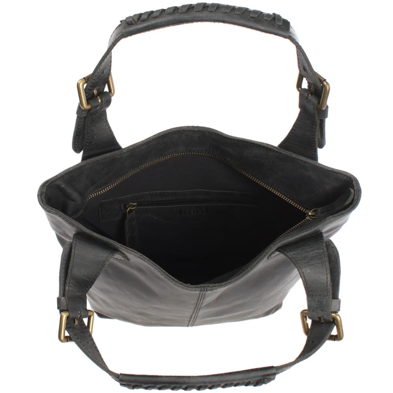 Henkeltasche Ledertasche Damentasche Leder grau LE0033