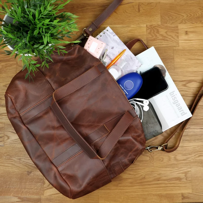 Shopper Schultertasche Henkeltasche Leder braun LE0034