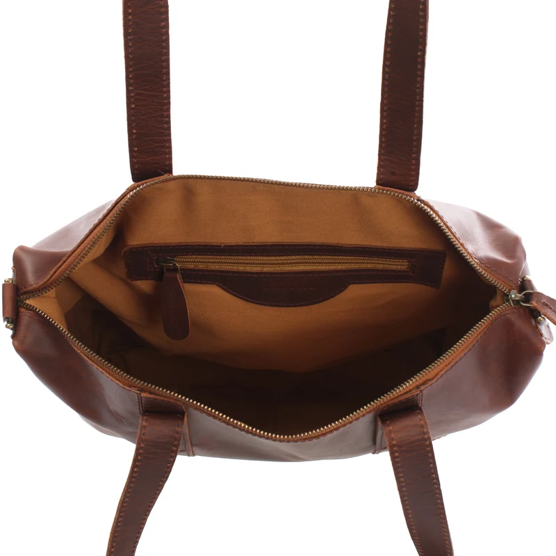 Shopper Schultertasche Henkeltasche Leder braun LE0034