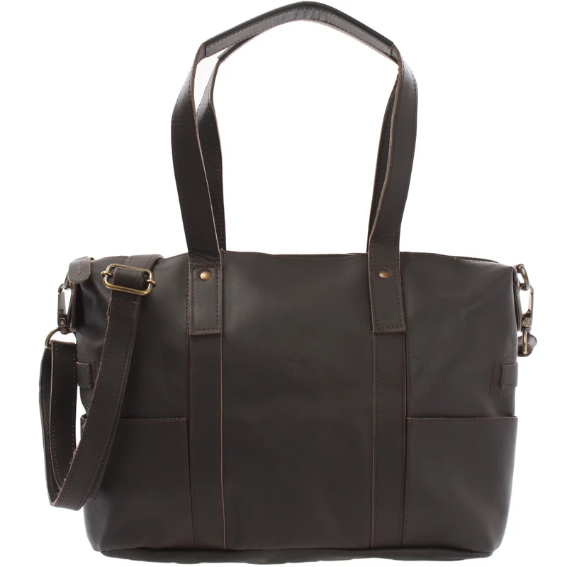 Shopper Schultertasche Henkeltasche Leder dunkelbraun LE0034