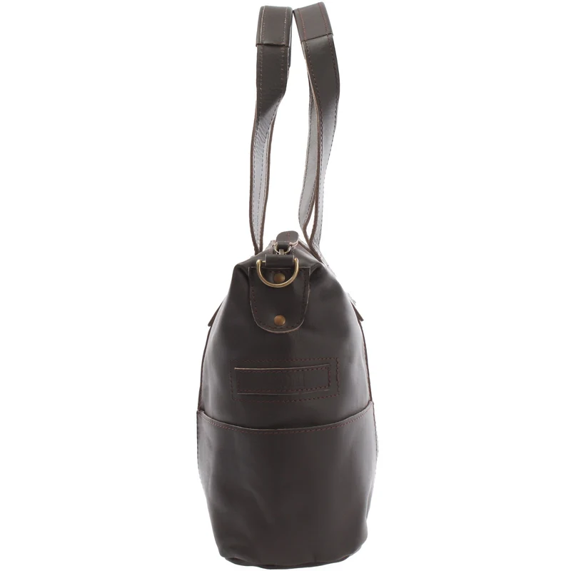 Shopper Schultertasche Henkeltasche Leder dunkelbraun LE0034