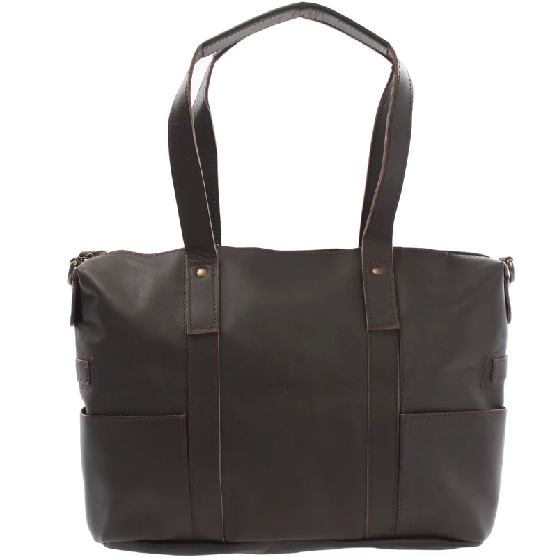 Shopper Schultertasche Henkeltasche Leder dunkelbraun LE0034