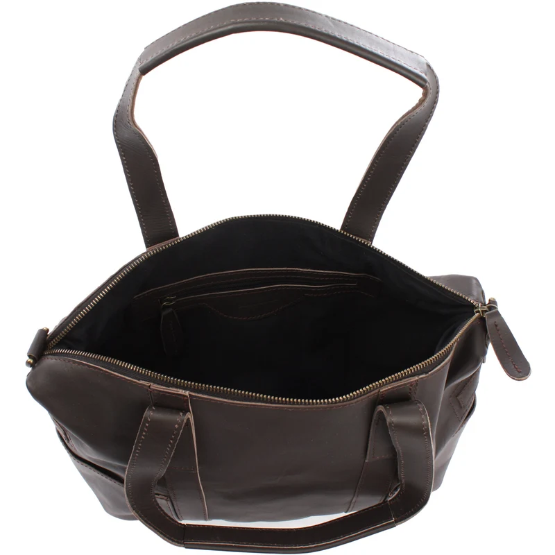 Shopper Schultertasche Henkeltasche Leder dunkelbraun LE0034