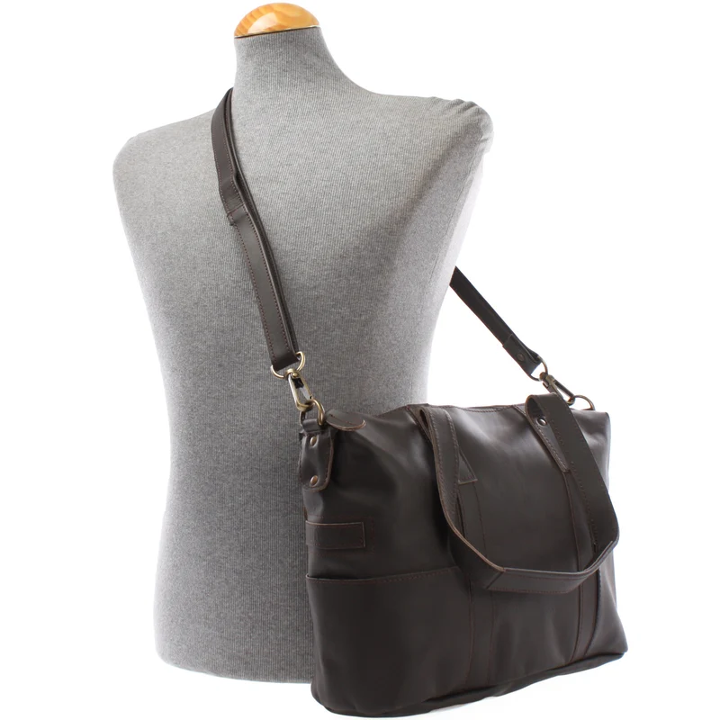 Shopper Schultertasche Henkeltasche Leder dunkelbraun LE0034