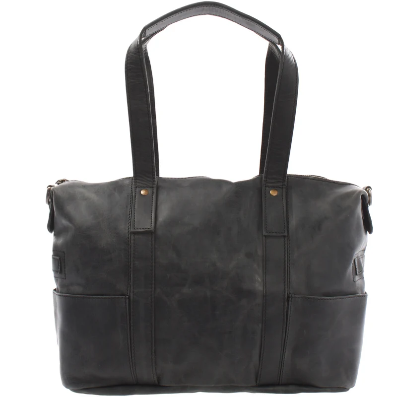 Shopper Schultertasche Henkeltasche Leder grau LE0034