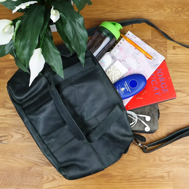 Shopper Schultertasche Henkeltasche Leder grau LE0034