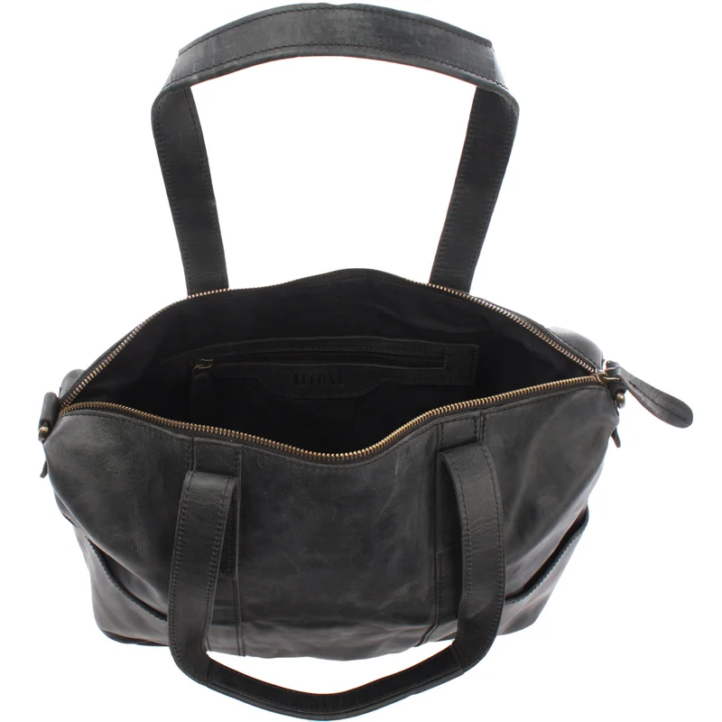 Shopper Schultertasche Henkeltasche Leder grau LE0034