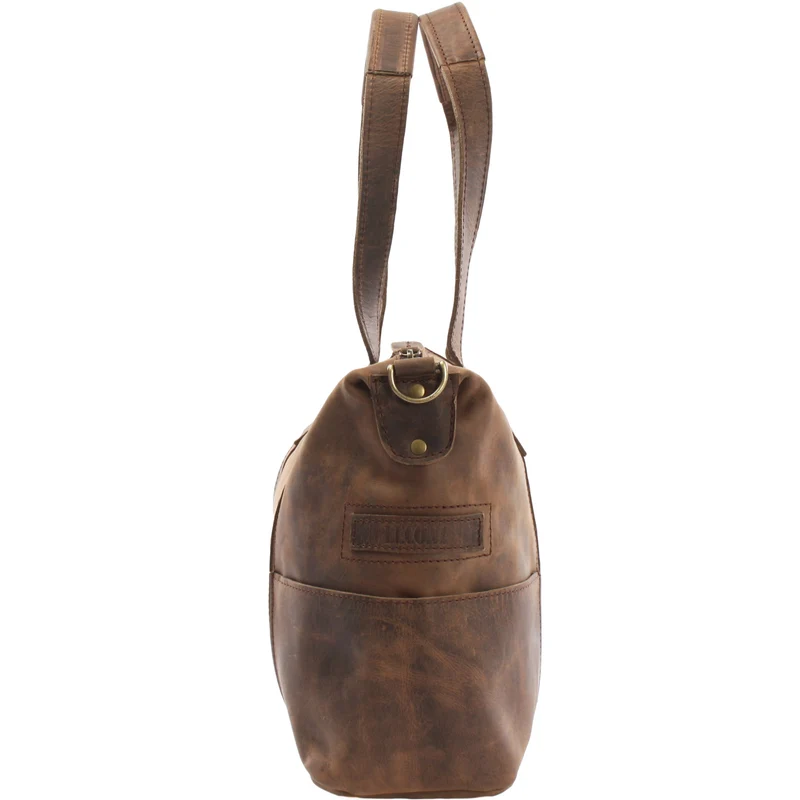 Shopper Schultertasche Henkeltasche Leder schlamm LE0034