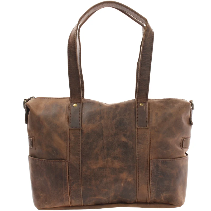 Shopper Schultertasche Henkeltasche Leder schlamm LE0034