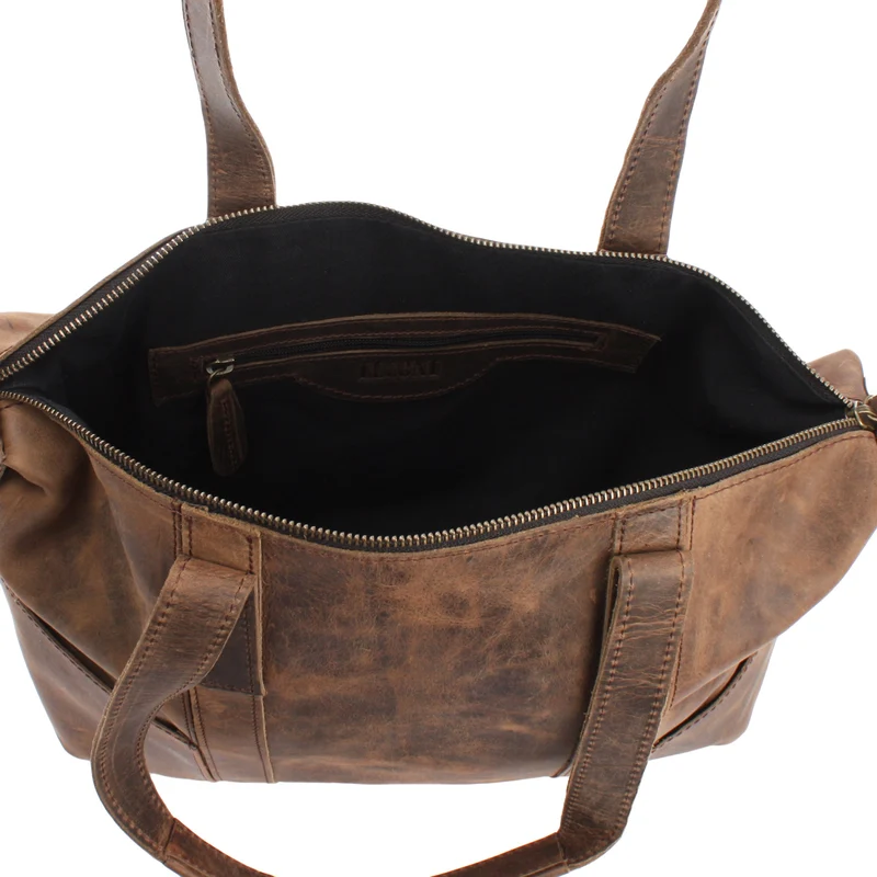 Shopper Schultertasche Henkeltasche Leder schlamm LE0034