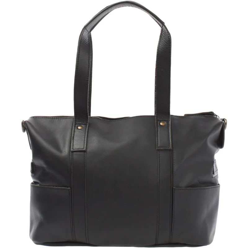 Shopper Schultertasche Henkeltasche Leder schwarz LE0034