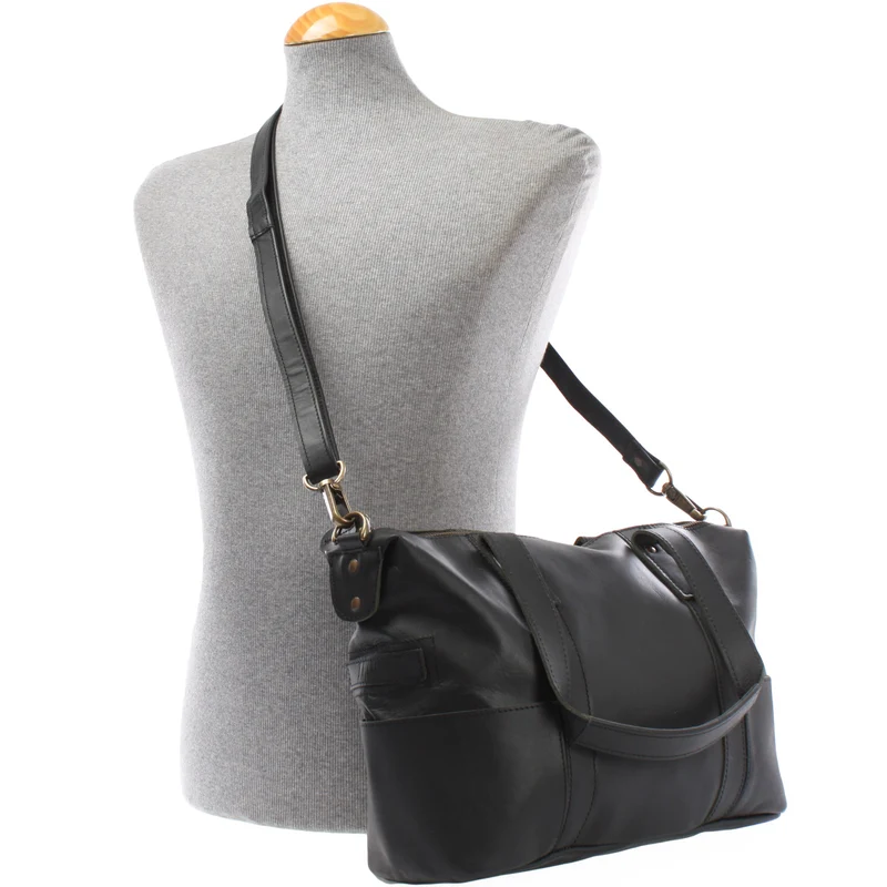 Shopper Schultertasche Henkeltasche Leder schwarz LE0034