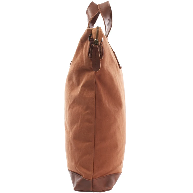 Shopper Henkeltasche Damen Canvas Leder cognac LE0037