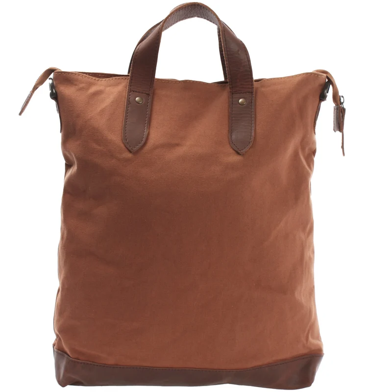 Shopper Henkeltasche Damen Canvas Leder cognac LE0037