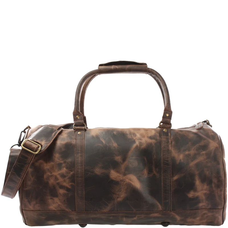 Weekender Reisetasche Sporttasche vintage Leder 53cm schlamm LE2004