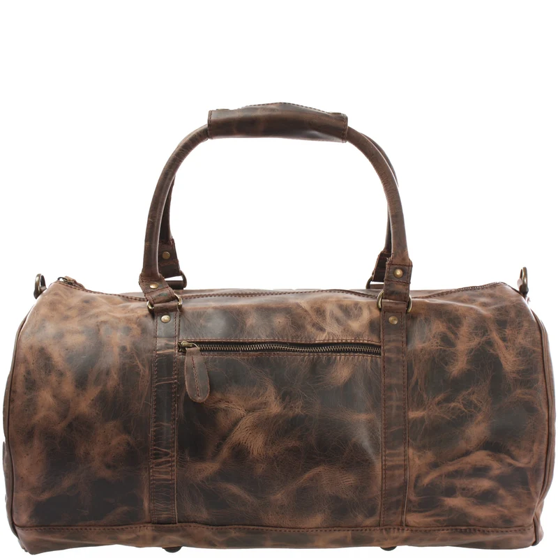 Weekender Reisetasche Sporttasche vintage Leder 53cm schlamm LE2004