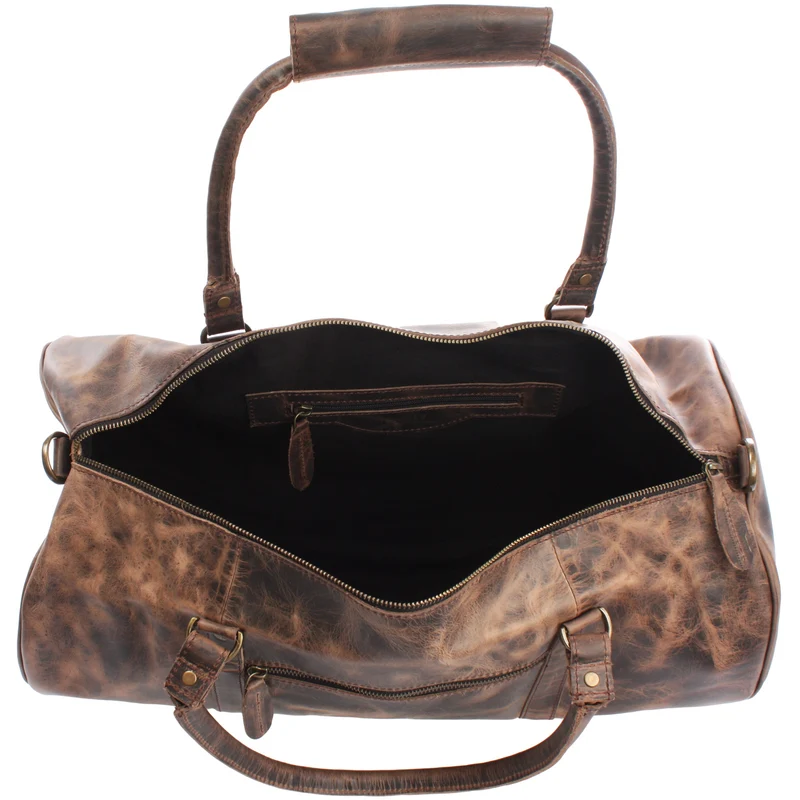Weekender Reisetasche Sporttasche vintage Leder 53cm schlamm LE2004