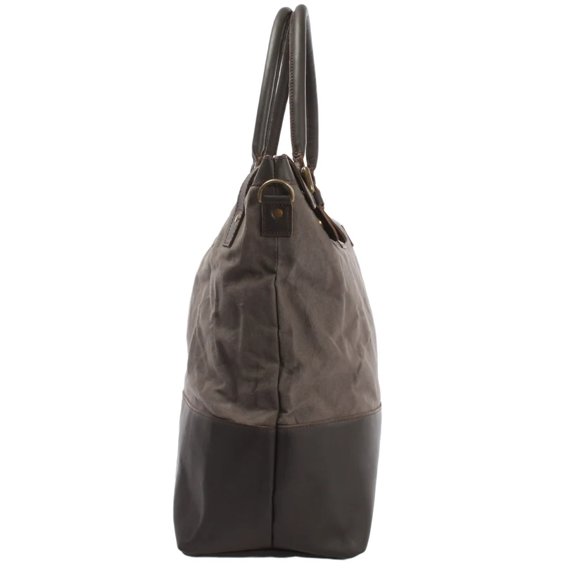 XXL Shopper Schultertasche Beuteltasche Leder Canvas grau LE2005