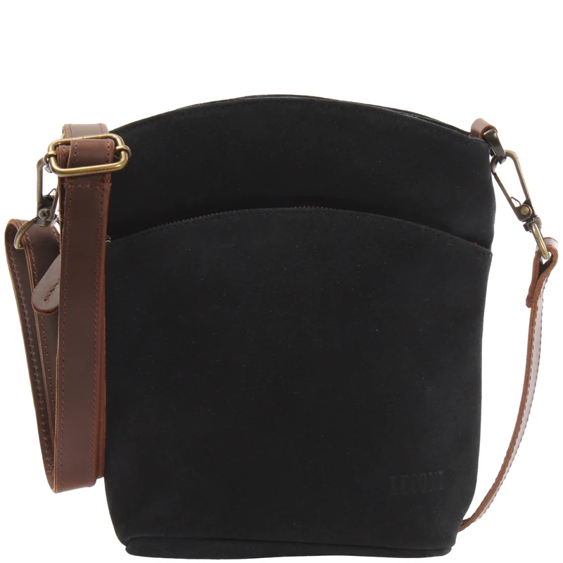 kleine Umhängetasche Schultertasche Freizeittasche Wildleder anthrazit LE3049