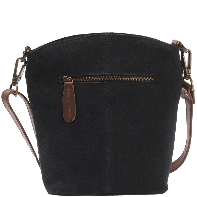 kleine Umhängetasche Schultertasche Freizeittasche Wildleder anthrazit LE3049