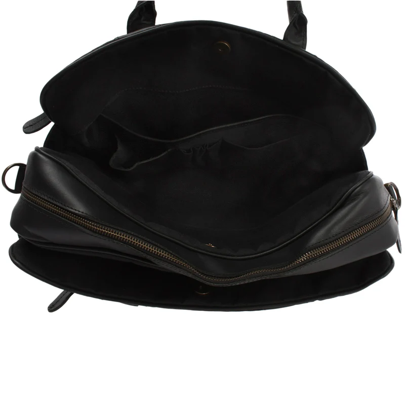 Aktentasche Handgepäck Trolleytasche Canvas Leder schwarz LE3066