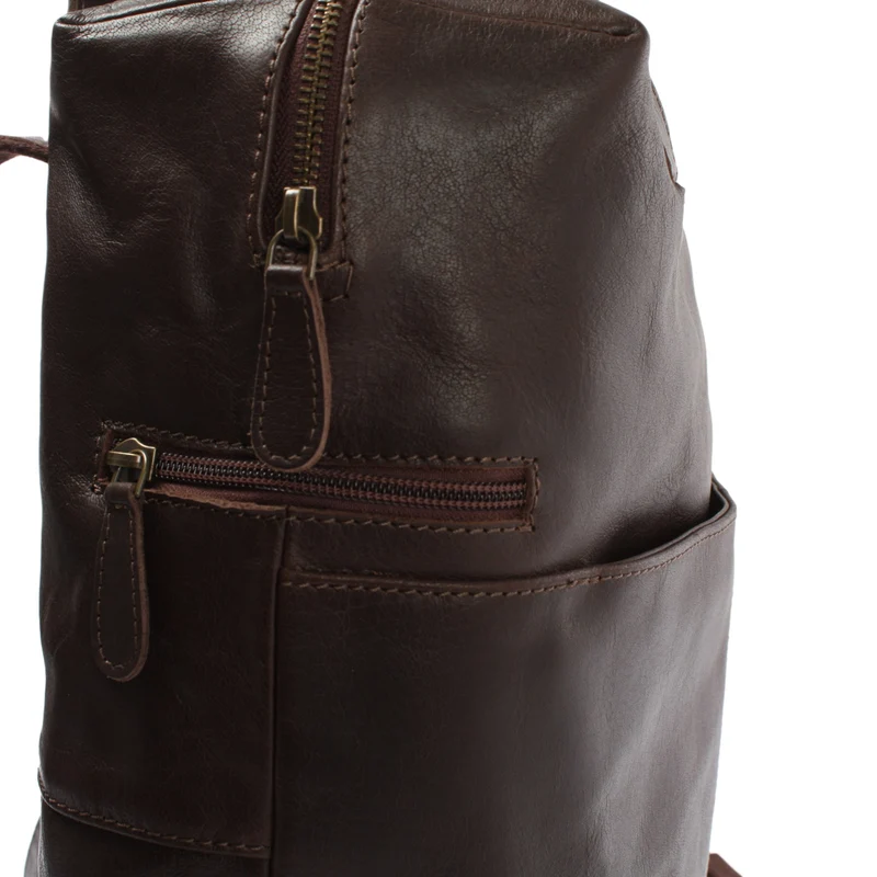 großer Rucksack Lederrucksack Freizeitrucksack Damen Herren Leder dunkelbraun LE1020