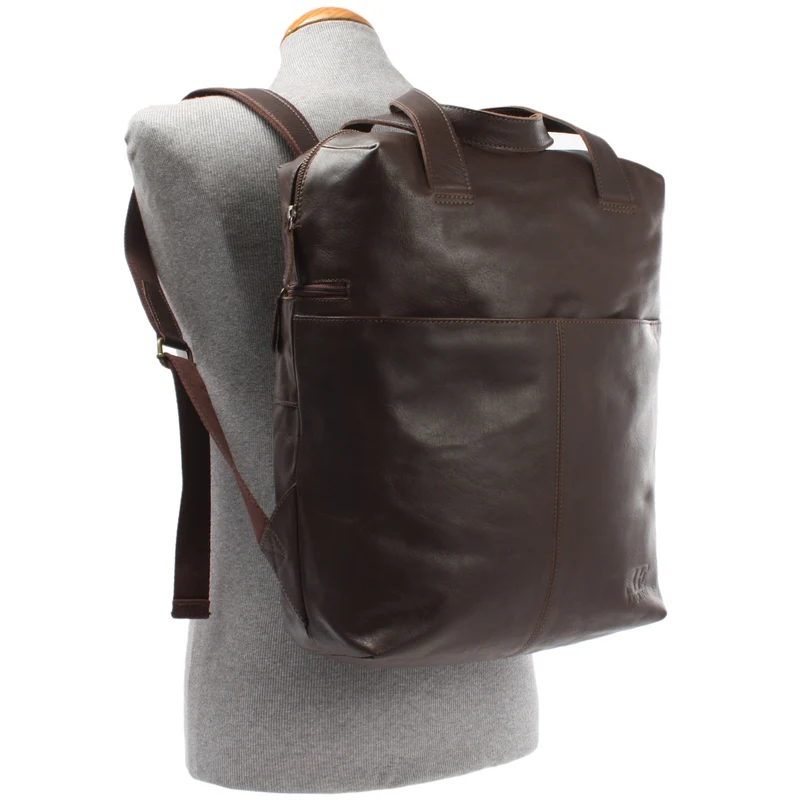 großer Rucksack Lederrucksack Freizeitrucksack Damen Herren Leder dunkelbraun LE1020