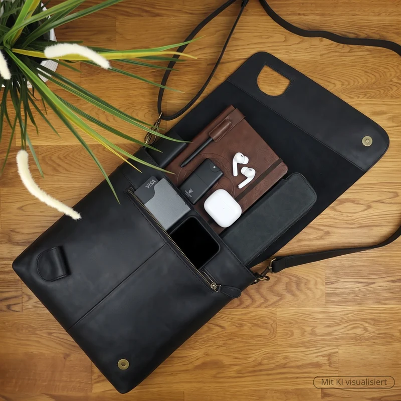 Umhängetasche Ledertasche Damen Schultertasche Leder schwarz LE3073
