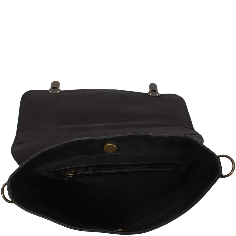 kleine Umhängetasche Schultertasche Damen und Herren Leder schwarz LE3079