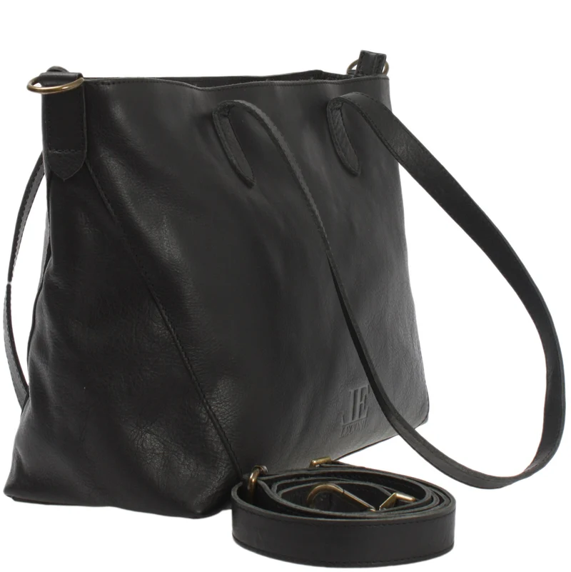 Schultertasche Damentasche DIN A4 Leder schwarz LE0071