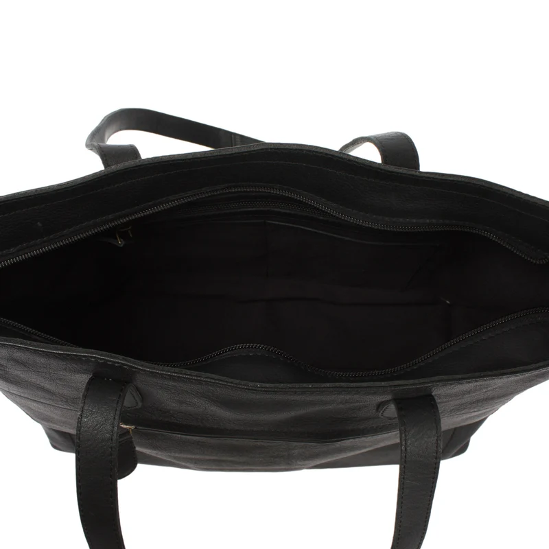Schultertasche Damentasche DIN A4 Leder schwarz LE0071