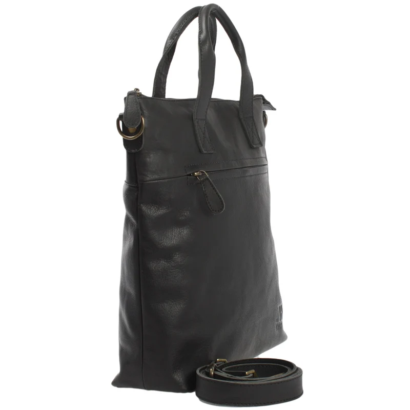 Damentasche Umhängetasche Henkeltasche Leder schwarz LE0068