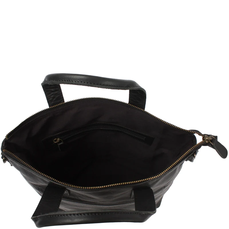 Damentasche Umhängetasche Henkeltasche Leder schwarz LE0068