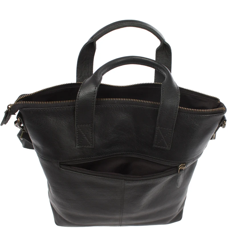 Damentasche Umhängetasche Henkeltasche Leder schwarz LE0068