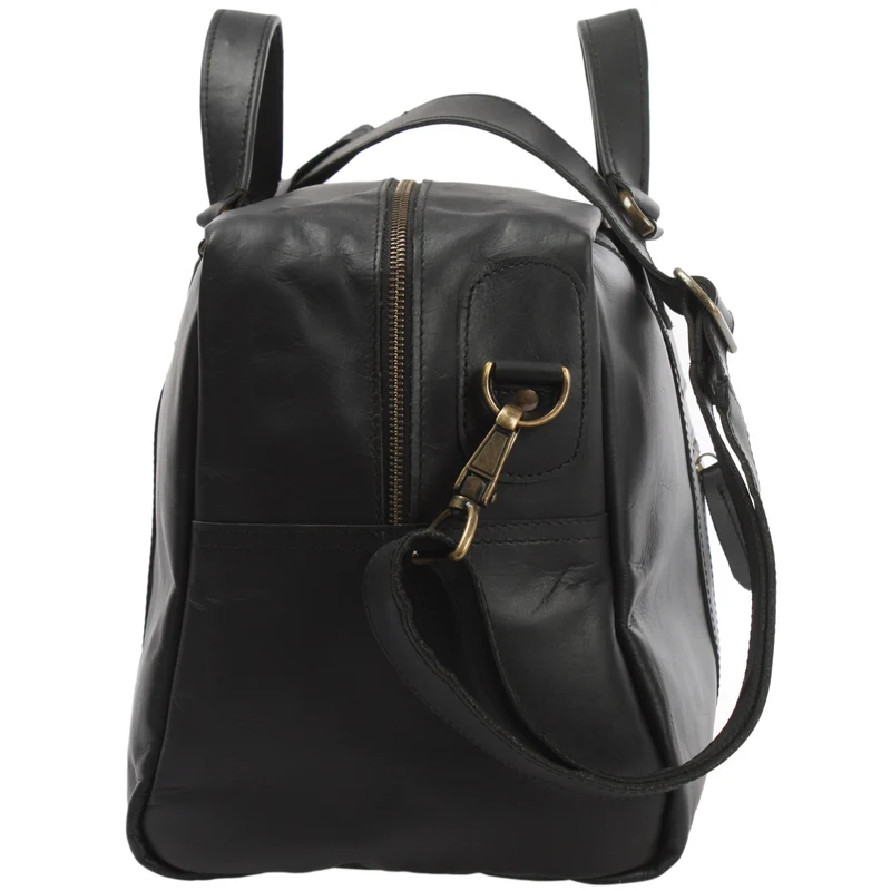 kleine Reisetasche Weekender Handgepäck Leder 45cm schwarz LE2009