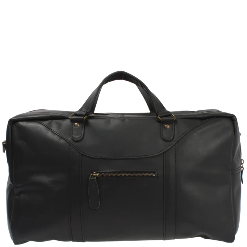 kleine Reisetasche Weekender Handgepäck Leder 45cm schwarz LE2009
