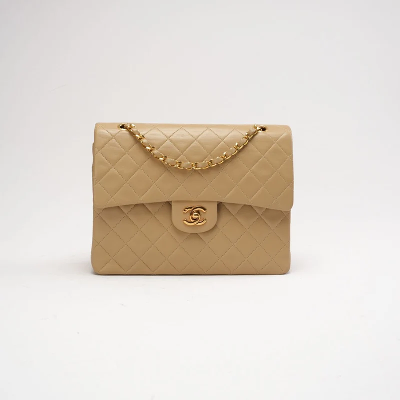 Chanel Vintage Medium Beige Classic Double Flap Bag 1991