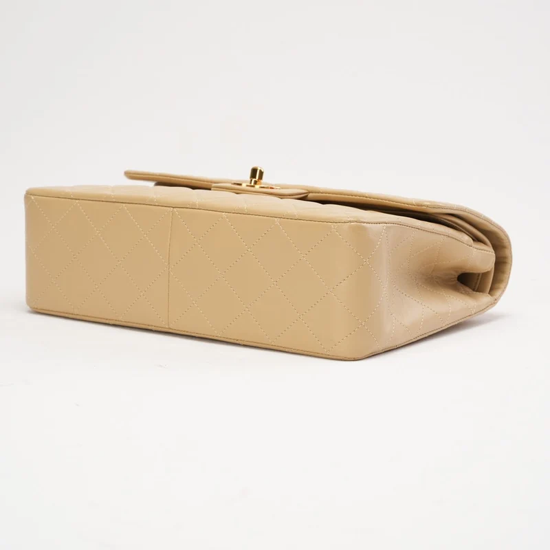 Chanel Vintage Medium Beige Classic Double Flap Bag 1991