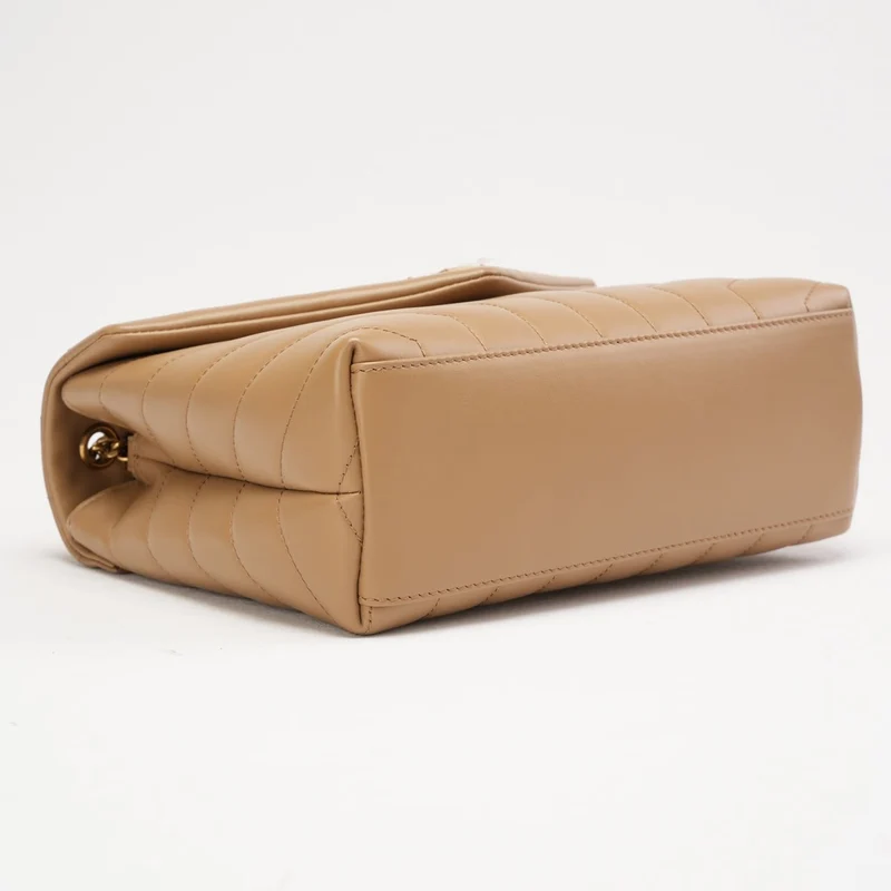 Saint Laurent Kleine Loulou Kettentasche Dunkelbeige 2022