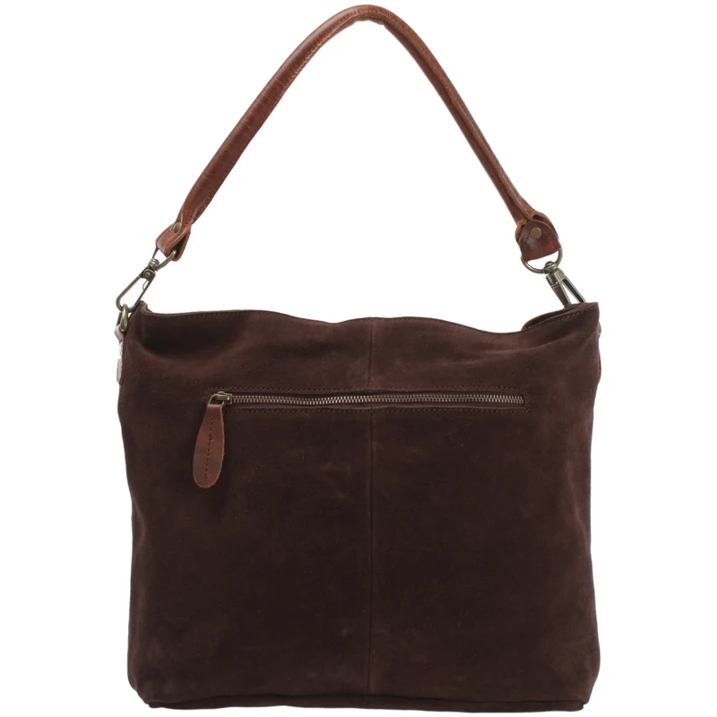 Schultertasche Umhängetasche Ledertasche Veloursleder dunkelbraun LE0039