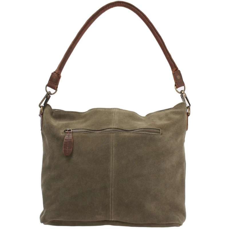 Schultertasche Umhängetasche Ledertasche Veloursleder grün LE0039