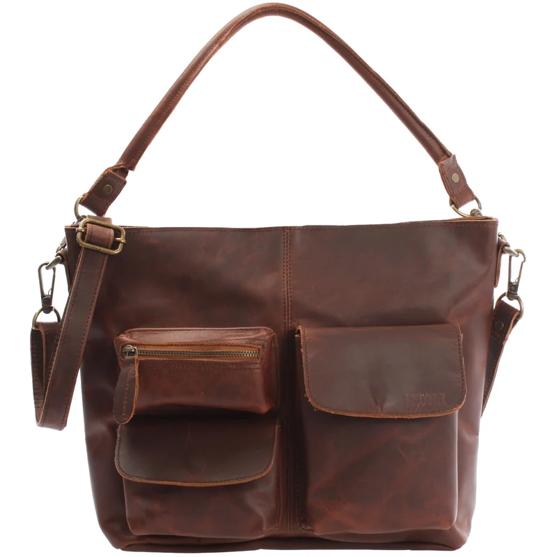Schultertasche Umhängetasche Ledertasche Leder braun LE0039