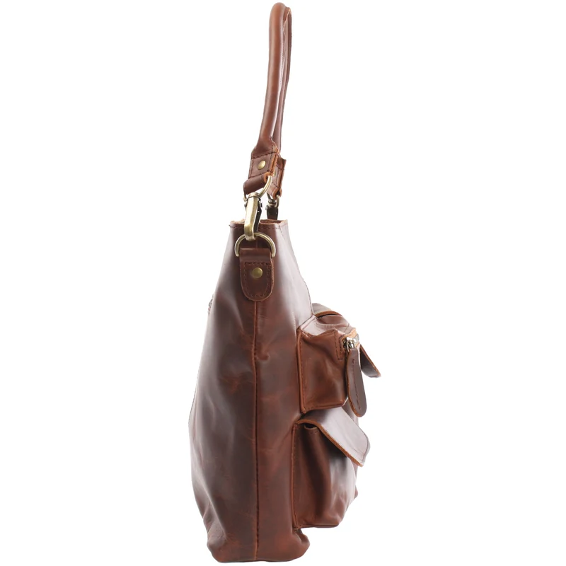 Schultertasche Umhängetasche Ledertasche Leder braun LE0039